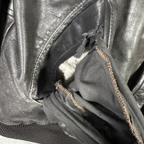 Vintage Banana Republic Jacket Mens Large Brown Leather Flight Bomber *FLAWS - Picture 6 of 12